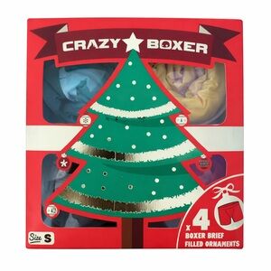 Crazy Boxer 4x Christmas Boxer Brief Filled Ornaments Gift Set Size S Gag Gift